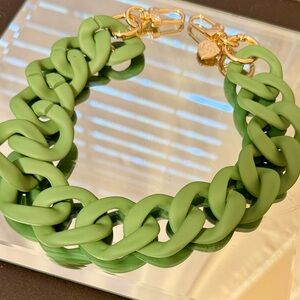 Gold Blush Matte Matcha Green Chunky Bag Chain with Gold Accents NWOT